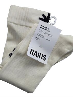 NWT Rains Water Resistant Knee-High Logo Socks Fossil OS